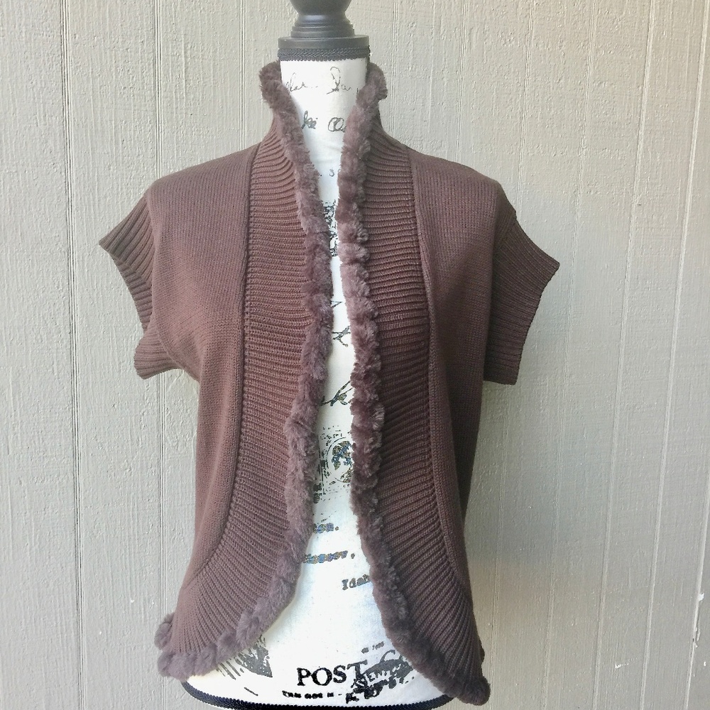 Cardigan Sweater Button up Brown Large